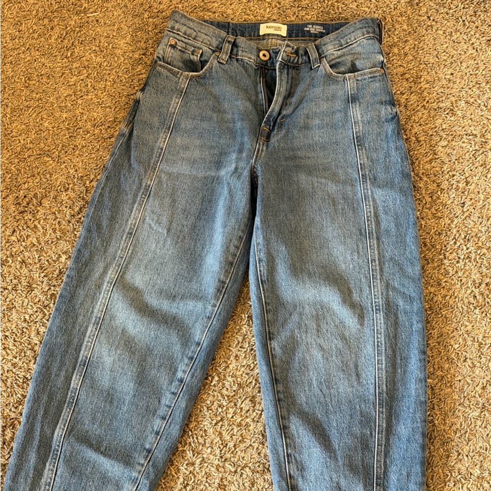 Kensie High Rise Cropped Barrel Jeans